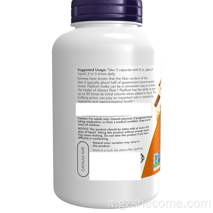 Le capsule della buccia di psillio supportano capsule di salute intestinale